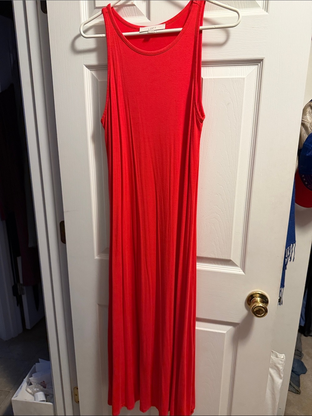 LOFT Red Sleeveless Maxi Dress